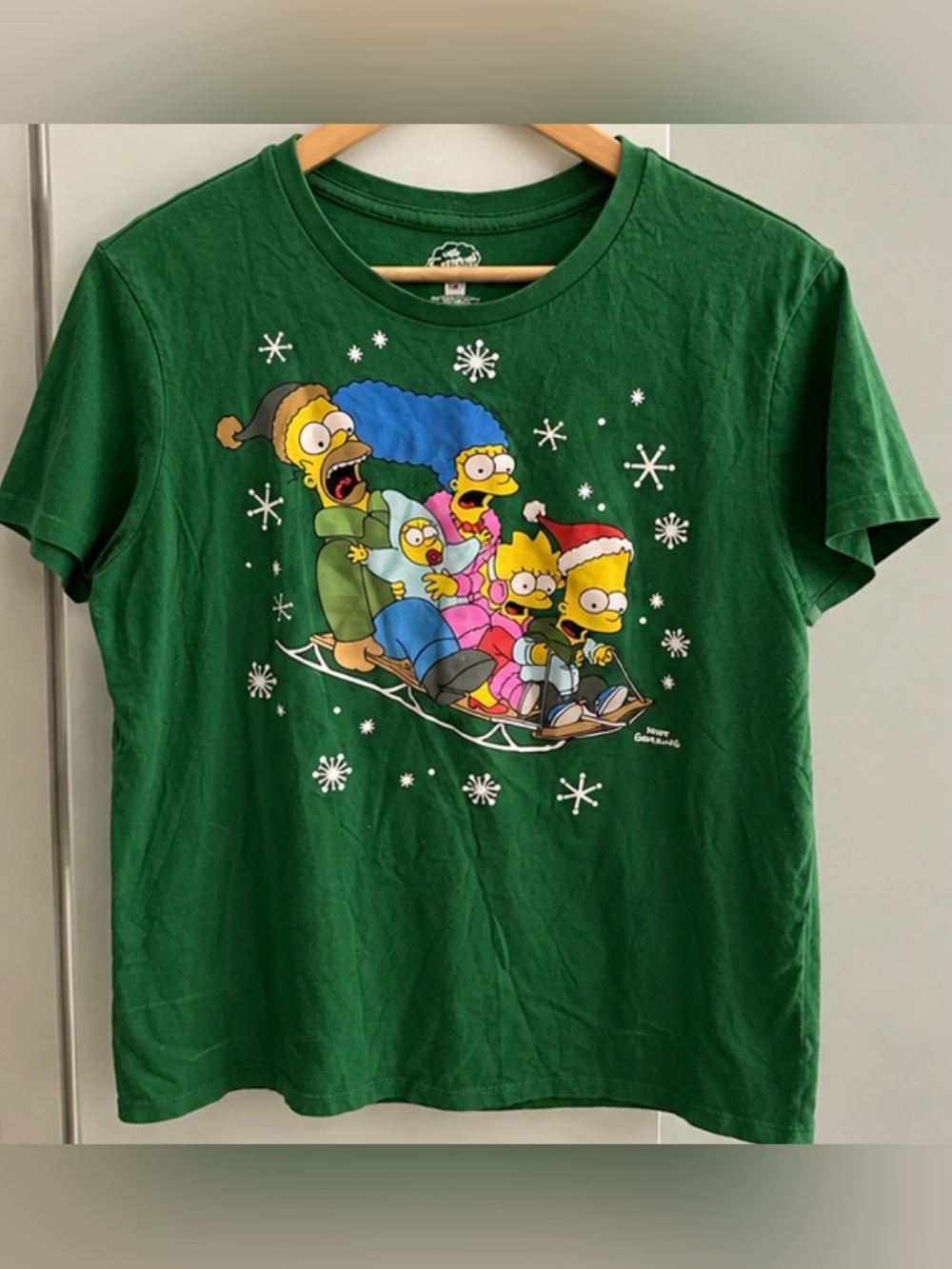 The Simpsons Family Holiday Green Graphic Tee